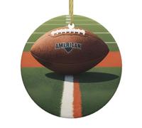 Christmas Ceramic Round Pendants YYHHAOFA American Football Field Ball Sport Picture are Smooth and Delicate for Holiday Decoration Party Dance and storefront