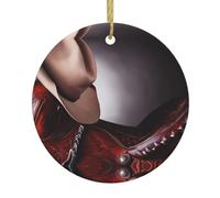 Christmas ceramic round pendants YYHHAOFA Horse Saddle with a Cowboy Hat Wild Picture home decorations for fireplaces doors windows supermarkets