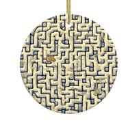 Christmas Ceramic Round Pendants YYHHAOFA Labyrinth Treasure Map Picture are Smooth and Delicate for Holiday Decoration Party Dance and storefront