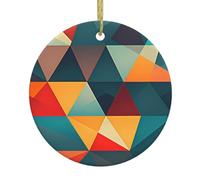 Christmas Ceramic Round Pendants YYHWHJDE Abstract Geometric Pattern Printing are Smooth and Delicate for Holiday Decoration Party Dance and storefront