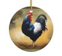 Christmas Ceramic Round Pendants YYHWHJDE Cartoon Art Chicken Printing are Smooth and Delicate for Holiday Decoration Party Dance and storefront