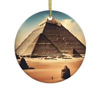 Christmas Ceramic Round Pendants YYHWHJDE Dreaming of The Pyramids of Khufu Printing are Smooth and Delicate for Holiday Decoration Party Dance and storefront