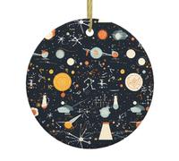 Christmas Ceramic Round Pendants YYHWHJDE Physics Print Printing are Smooth and Delicate for Holiday Decoration Party Dance and storefront