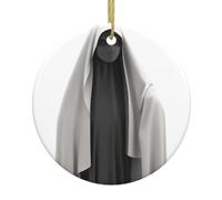 Christmas Ceramic Round Pendants YYHWHJDE The Mystery Under The Veil Printing are Smooth and Delicate for Holiday Decoration Party Dance and storefront