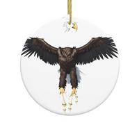 Christmas Ceramic Round Pendants YYHWHJDE The Terrifying Eagle Impeachment Printing are Smooth and Delicate for Holiday Decoration Party Dance and storefront