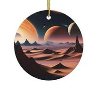 Christmas Ceramic Round Pendants YYHWHJDE Unknown Planet Printing are Smooth and Delicate for Holiday Decoration Party Dance and storefront