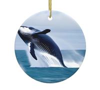 Christmas Ceramic Round Pendants YYHWHJDE Whales at sea Printing are Smooth and Delicate for Holiday Decoration Party Dance and storefront
