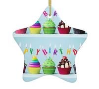 Christmas Ceramic Star Ornaments WHJSHOP Colorful Happy Birthday Cupcakes Prints Hanging Home Decor For Shopping Centres Homes and Retail Outlets