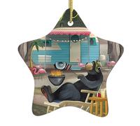 Christmas Ceramic Star Ornaments WHJSHOP Happy Camper Prints Hanging Home Decor For Shopping Centres Homes and Retail Outlets
