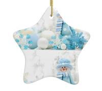 Christmas Ceramic Star Ornaments WHJSHOP Happy Snowman Prints Hanging Home Decor For Shopping Centres Homes and Retail Outlets