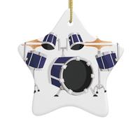 Christmas Ceramic Star Ornaments WHJSHOP Jazz drum Prints Hanging Home Decor For Shopping Centres Homes and Retail Outlets