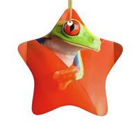 Christmas Ceramic Star Ornaments WHJSHOP Red Eyes Tree Frogs Prints Hanging Home Decor For Shopping Centres Homes and Retail Outlets