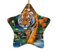 Christmas Ceramic Star Ornaments WHJSHOP Tiger Butterfly Bird Prints Hanging Home Decor For Shopping Centres Homes and Retail Outlets