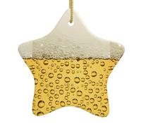 Christmas Ceramic Star Ornaments YUGTAEE Beer Bubble Printed Hanging Home Decor For Shopping Centres Homes and Retail Outlets