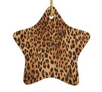 Christmas Ceramic Star Ornaments YYHHAOFA Leopard Print Picture Hanging Home Decor For Shopping Centres Homes and Retail Outlets