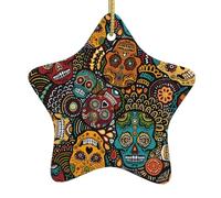 Christmas Ceramic Star Ornaments YYHHAOFA Sugar Skulls Print Picture Hanging Home Decor For Shopping Centres Homes and Retail Outlets