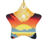 Christmas ceramic star pendant Bright sunrise Prints Christmas tree decoration for shopping malls doors and windows