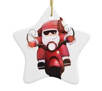 Christmas Ceramic Star Pendant-Decorated With Five-Pointed Stars Printed On Both Sides, White Porcelain Christmas Day Atmosphere Decoration Souvenir (With Gold Lanyard)