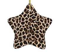 Christmas Ceramic Star Pendant-Decorated With Five-Pointed Stars Printed On Both Sides, White Porcelain Christmas Day Atmosphere Decoration Souvenir (With Gold Lanyard)