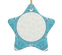 Christmas Ceramic Star Pendant-Decorated With Five-Pointed Stars Printed On Both Sides, White Porcelain Christmas Day Atmosphere Decoration Souvenir (With Gold Lanyard)