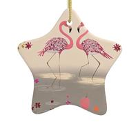 Christmas Ceramic Star Pendant-Decorated With Five-Pointed Stars Printed On Both Sides, White Porcelain Christmas Day Atmosphere Decoration Souvenir (With Gold Lanyard)