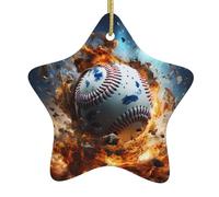 Christmas ceramic star pendant Hot Baseball Prints Christmas tree decoration for shopping malls doors and windows