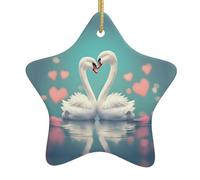 Christmas ceramic star pendant The swan in love Prints Christmas tree decoration for shopping malls doors and windows