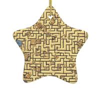 Christmas ceramic star pendant Treasure Maze Prints Christmas tree decoration for shopping malls doors and windows