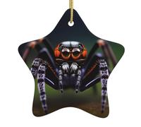 Christmas ceramic star pendant Tropical rainforest spiders Prints Christmas tree decoration for shopping malls doors and windows