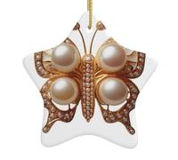 Christmas Ceramic Star-Shaped Ornaments HJFCZH Butterfly Brooch Prints for Holiday Decorations in Shopping malls, supermarkets and Homes