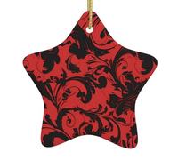 Christmas Ceramic Star-Shaped Ornaments YYHHAOFA Fashion red and Black Picture Christmas Tree Accessories for Shopping malls Windows and Offices