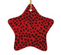 Christmas Ceramic Star-Shaped Ornaments YYHHAOFA red Leopard Pattern Picture Christmas Tree Accessories for Shopping malls Windows and Offices
