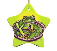 Christmas Ceramic Star-Shaped Ornaments YYHWHJDE Frog in a Pond Printing Christmas Tree Accessories for Shopping malls Windows and Offices