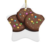 Christmas Ceramic Star-Shaped Ornaments YYHWHJDE Sweet Chocolate Cookies Printing Christmas Tree Accessories for Shopping malls Windows and Offices