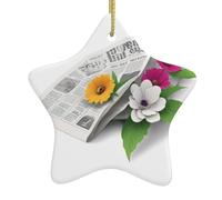 Christmas Ceramic Star-Shaped Ornaments YYHWHJDE The First Romance in The Morning Printing Christmas Tree Accessories for Shopping malls Windows and Offices