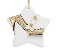 Christmas Ceramic Star-Shaped Ornaments YYHWHJDE The Story of Flowers and high Heels Printing Christmas Tree Accessories for Shopping malls Windows and Offices