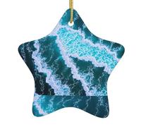 Christmas Ceramic Star-Shaped Ornaments YYHWHJDE Waves Rolling Printing Christmas Tree Accessories for Shopping malls Windows and Offices