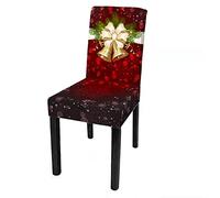Christmas Chair Covers for Dining Chairs 4/6/2PCS, Chickwin Printed High Back Stretch Chair Cover for Hotel Dining Room Party Removable Washable Chair Cover Slipcovers, 6 PCS
