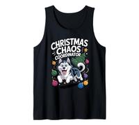 Christmas Chaos Coordinator Puppy Funny Siberian Husky Tank Top
