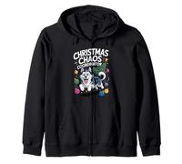 Christmas Chaos Coordinator Puppy Funny Siberian Husky Zip Hoodie