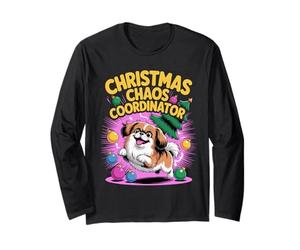 Christmas Chaos Coordinator Xmas Puppy Funny Pekingese Long Sleeve T-Shirt