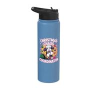 Christmas Chaos Coordinator Xmas Puppy Funny Sheepadoodle Stainless Steel Insulated Water Bottle