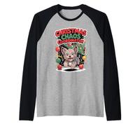 Christmas Chaos Coordinator Xmas Puppy Funny Yorkiepoo Raglan Baseball Tee