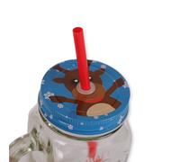 Christmas Character Glass Mason Jar With Straw Assorted Styles