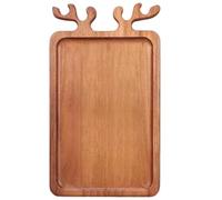 Christmas Charcuterie Board Rectangle Christmas Serving Platter Cheese Food Fruit Dessert Wooden Tray Reindeer Decor for Xmas Holiday Home Party, 14x8in