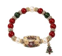 Christmas Charm Bracelet Bangle Adjustable Festive Beaded Holiday