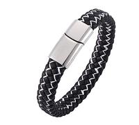 Christmas Charm Bracelet, Bangle, Personalised, Woven Bracelet, Men's Punk Wrist Chain, Stainless Steel with Magnetic Clasp, Length 16.5 cm, Faux, Without