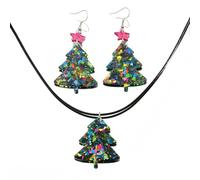 Christmas Charm Jewelry Set for Women Statement Christmas Snowman|Christmas Tree|Bells Necklace &Hypoallergenic Dangle Silver Christmas Tree | Snowflake|Santa Claus|Snowman Earrings Holiday Necklaces