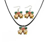 Christmas Charm Jewelry Set for Women Statement Christmas Snowman|Christmas Tree|Bells Necklace &Hypoallergenic Dangle Silver Christmas Tree | Snowflake|Santa Claus|Snowman Earrings Holiday Necklaces