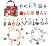 Christmas Charms Advent Calendar, Countdown Calendar Jewelry Kit, DIY Ideas Christmas Ornaments Advent Calendar Bracelet, Advent Calendar for Women Girls (2 bracelets)
